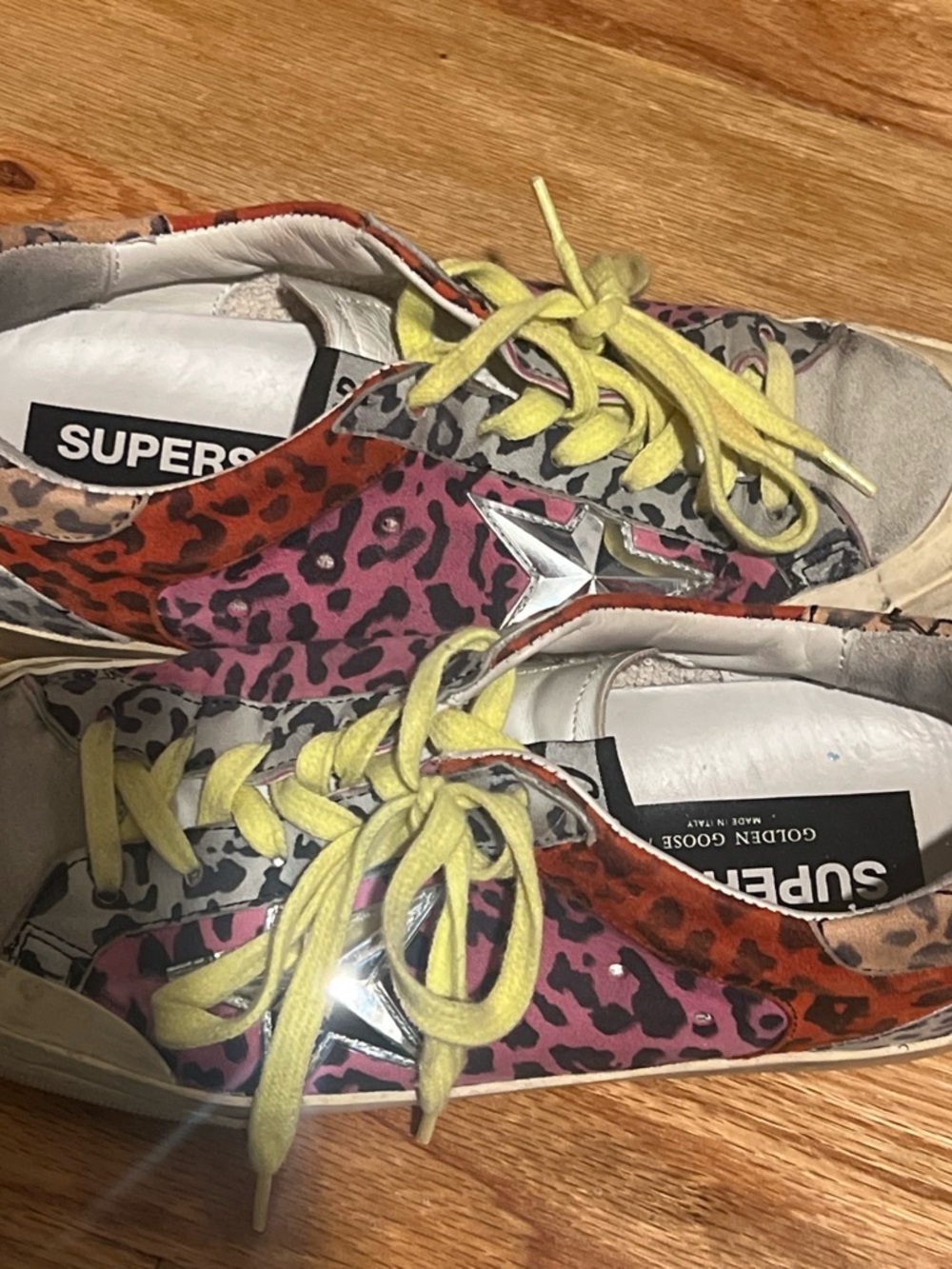 Golden Goose Leopard Print Low-Top Sneakers in Pink, Orange, Yellow